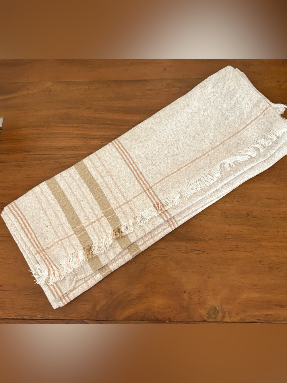Hearth & Hand with Magnolia Table Runner 20” x 92” Natural Plaid